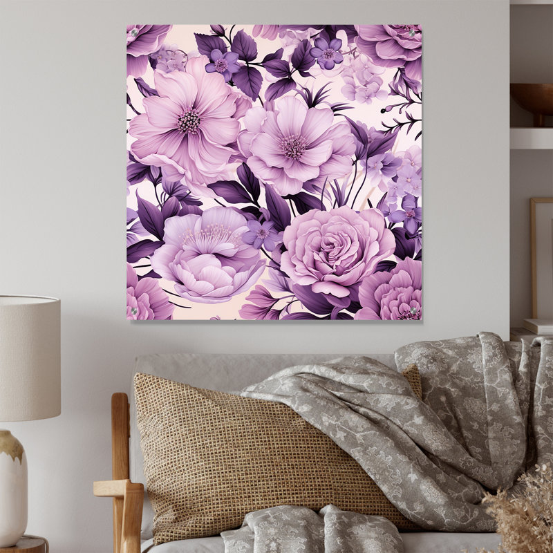 Willene - Art mural acrylique sur verre floral, H 36 po x l 36 po