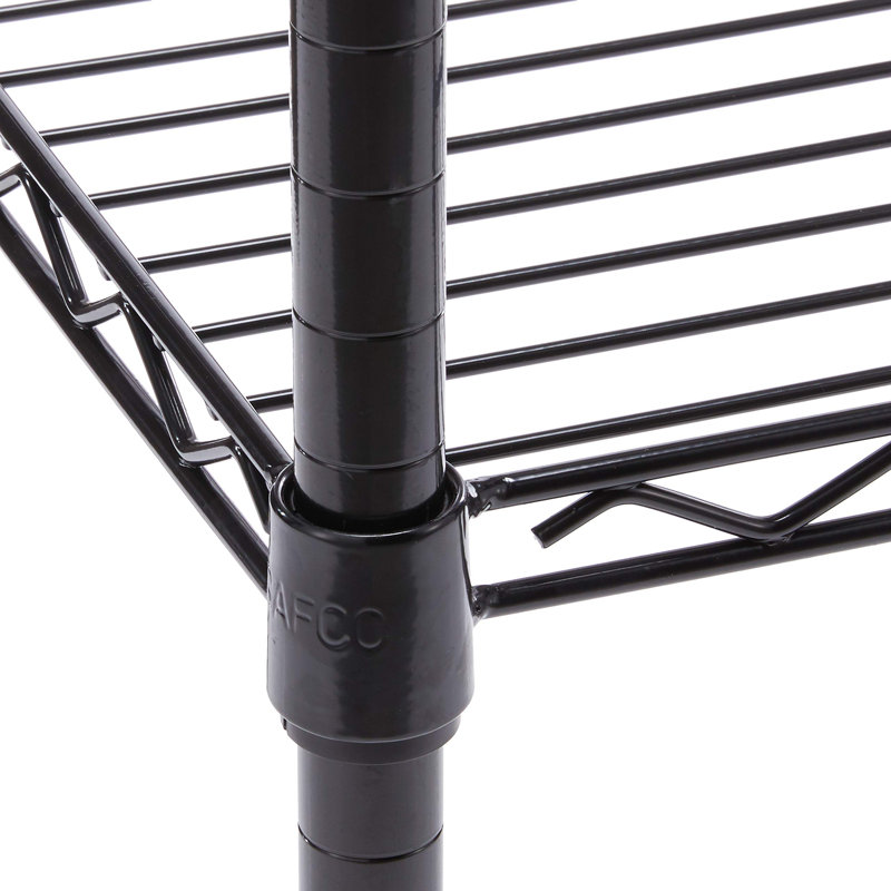 Compact Black Steel Wire 24" Mobile Filing Trolley with Locking Casters