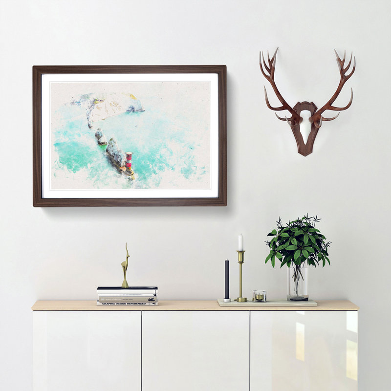 The Needles Isle of Wight - Picture Frame Painting Print, 62cm H x 87cm W x 2cm D, Walnut Framed