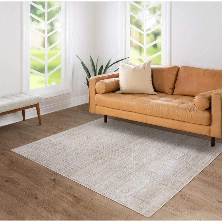 Sugna Geometric Criss Cross Beige Area Rug