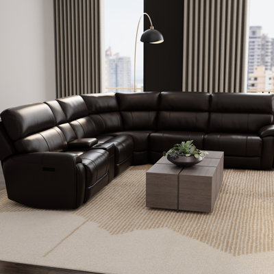 Upholstered 30.21 " Leather Power Reclining Sectional