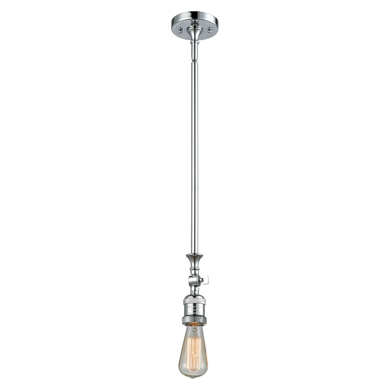Luminaire suspendu simple à 1 lumière Baptiste, Blanc mat, Ampoule DEL 6 watts Vinage, Chrome poli