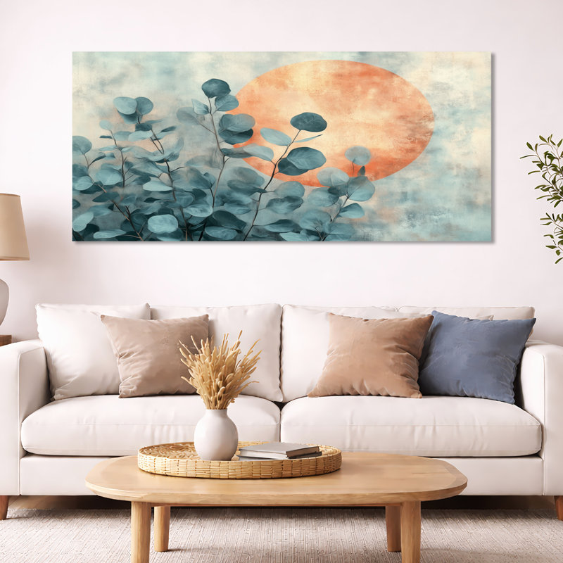 Toile botanique sauge, art mural eucalyptus, éclipse d'eucalyptus, H 28 po x l 60 po, Toile tendue