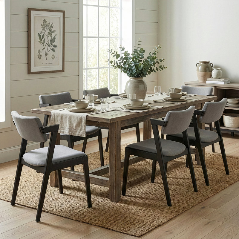 Keeler 18.11'' H Upholstered Side Chair, Black Washed Frame with Light Gray Seat