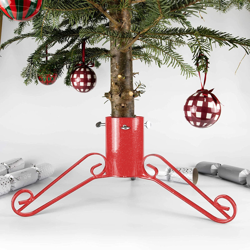 Steel Live Tree Stand For Max. Tree Height 3.1 - 3.6m, 23cm H x 50cm W x 50cm D, Red