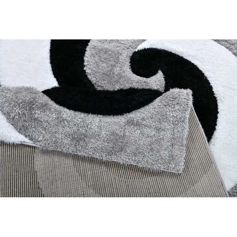 NYC Shag Performance Black White Area Rug, Rectangle 7'10" x 10'2"