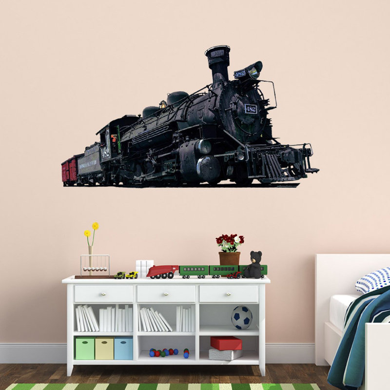Adhésif décoratif peler et coller rétro train locomotive, H 8 po x l 14 po x P 0,01 po