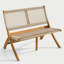 Fauteuil Solana bois noyer, tissu beige crème