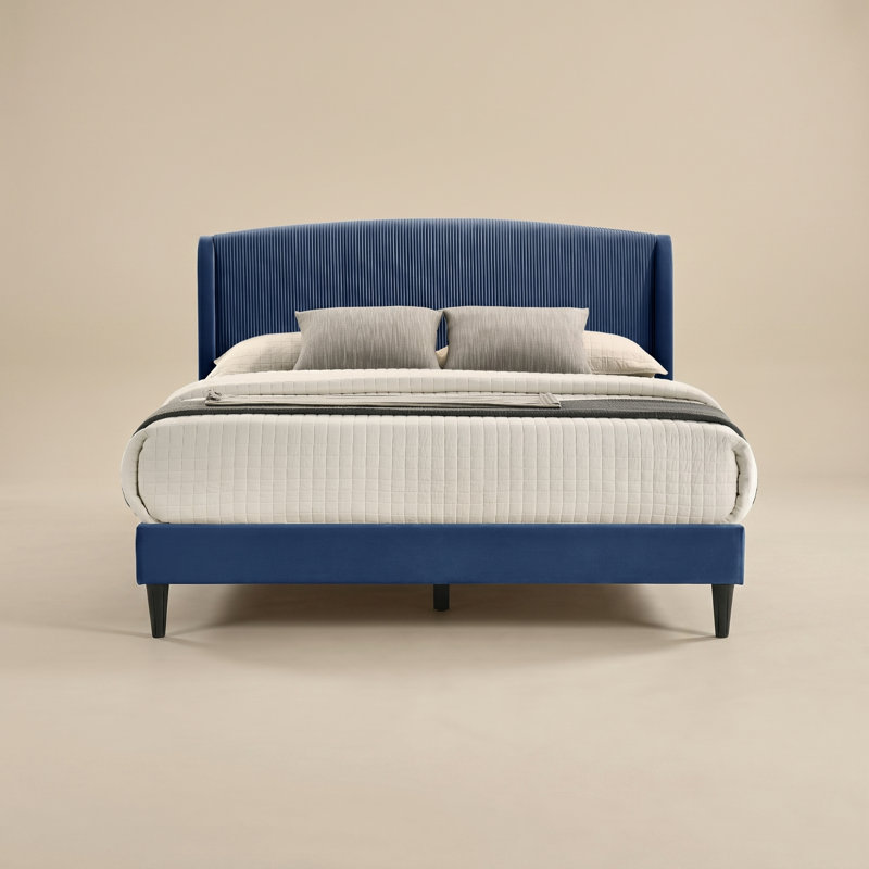 Ensemble de chambre Kizzy 2 pièces, Bleu / ivoire / chêne noueux, 2 Pcs: Bed, Nightstand, King