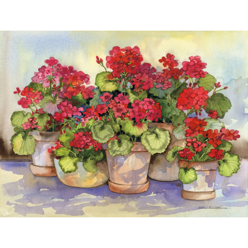 «Lilybelle Spring Geraniums» sur toile par Kathleen Parr McKenna, H 12 po x l 16 po
