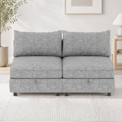 Siège sans accoudoirs pour canapé d'angle modulaire, siège de canapé-lit avec rangement, ensemble de canapé d'angle convertible, combinaisons modulables flexibles en tissu pour salon (2 pièces)