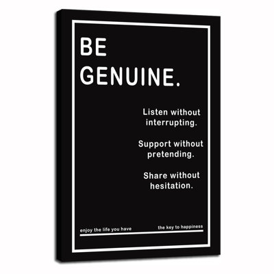 Motivation murale, décoration de bureau «Be Authentic Inspirational», décoration murale de bureau inspirante pour le salon, peintures murales, affiches, œuvres d'art, chambre à coucher, maison, encadrée [l 24 po x H 36 po]