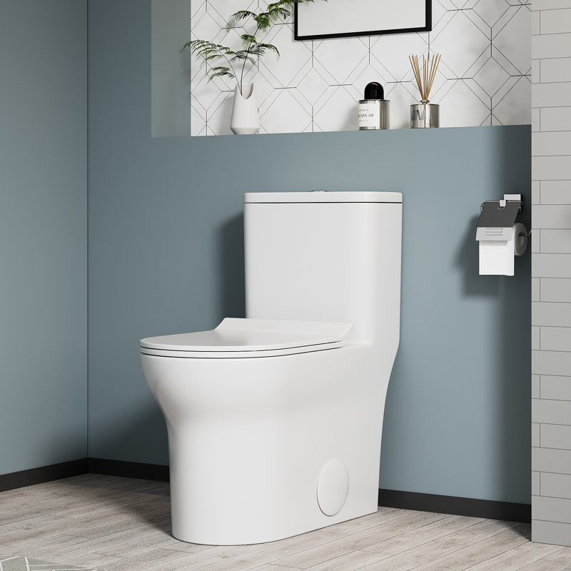 1.1/1.6 GPF Elongated One-Piece Toilet 16.3 ADA Height Floor Mounted With Soft Close Seat, CUPC Watersense Cetified, Ceramic, White