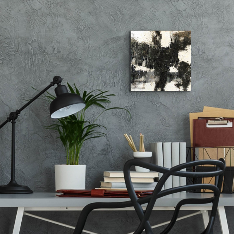 Art mural en verre Wrought Studio ™ «Abstract Black and White» par Marta Wiley, H 12 po x l 12 po x P 0,13 po