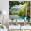 Cascade dans la forêt profonde - Panneaux d'art mural traditionnels en bois - Bois de pin naturel