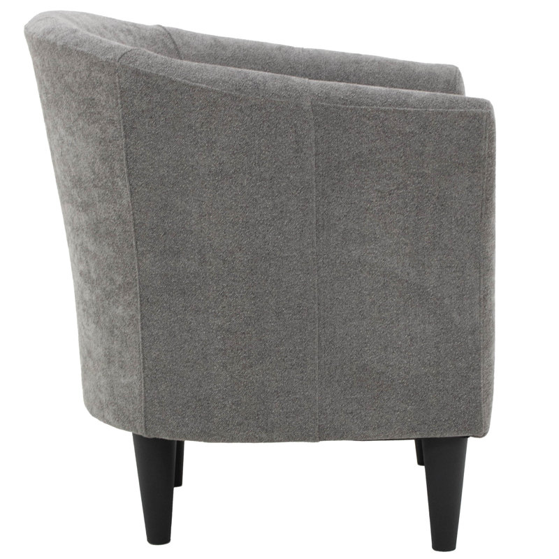 Kronos Upholstered Barrel Chair, Chloe Slate Polyester, Black