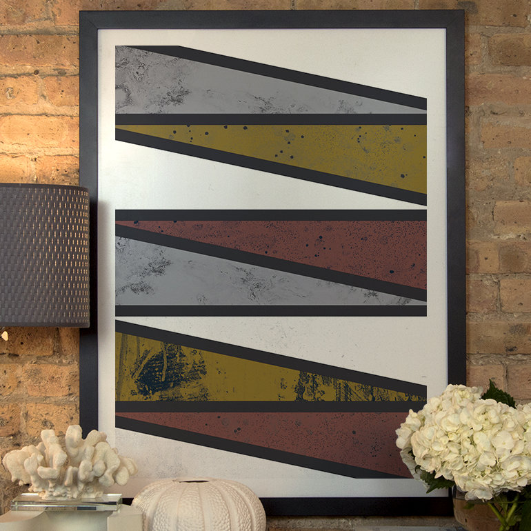« 90 degree triangles ii »-impression sur papier, H 24 po x l 16 po x P 1 po, Papier encadré noir