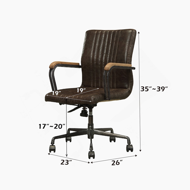 Chocolate Top Grain Leather Office Chair (Adjustable Height)