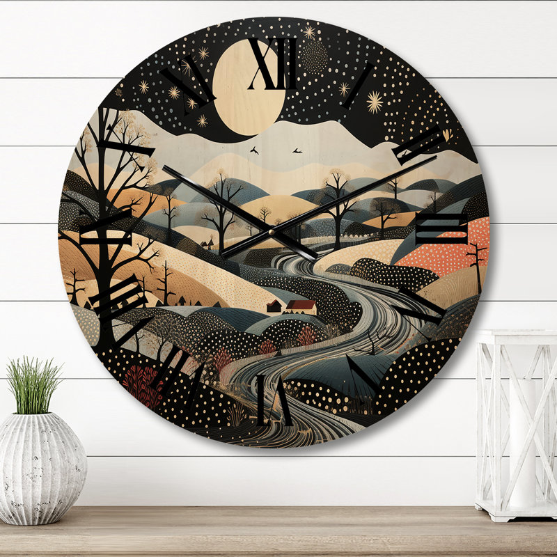 Horloge murale moderne en bois bleu et or, Petit