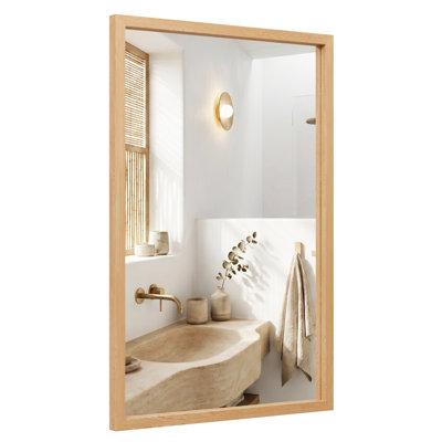 36" x 24" Farmhouse Rectangular Accent Mirror with Tempered Glass
