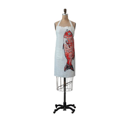 No Pattern Linen Bib Apron
