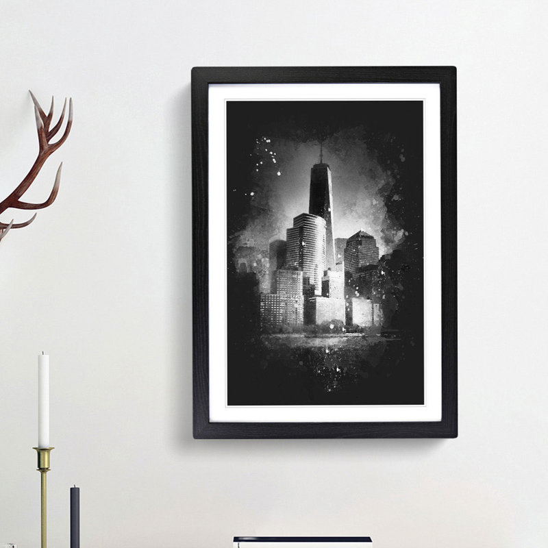 Freedom Tower In New York City - Single Picture Frame Painting on MDF, 87cm H x 62cm W x 2cm D, Black Framed