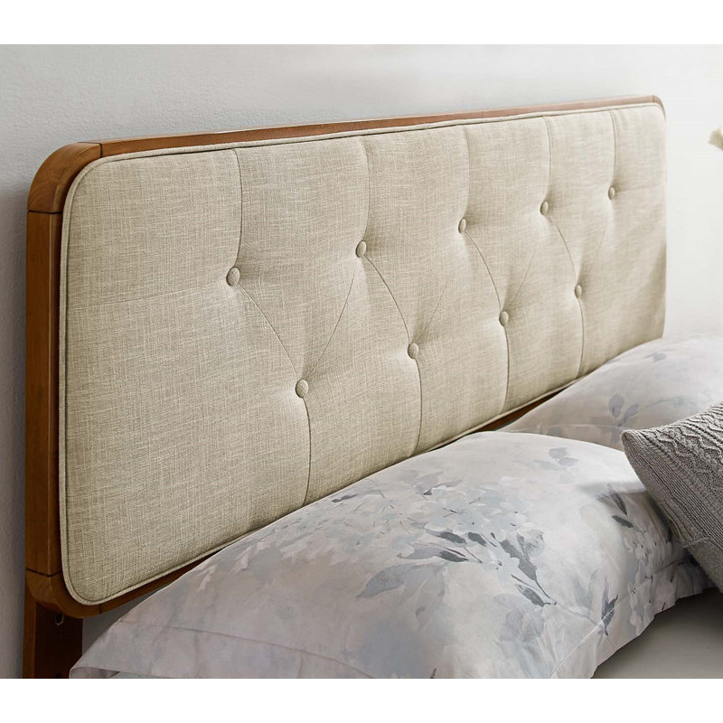  Upholstered Panel Headboard, Walnut, Queen, Beige