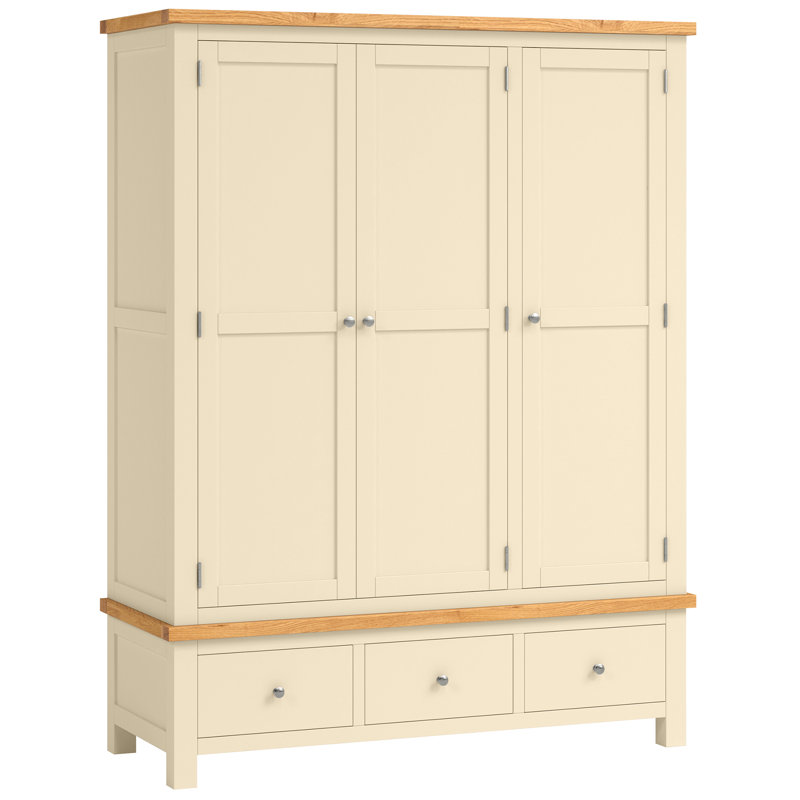 Clower 3 Door Solid Wood Wardrobe