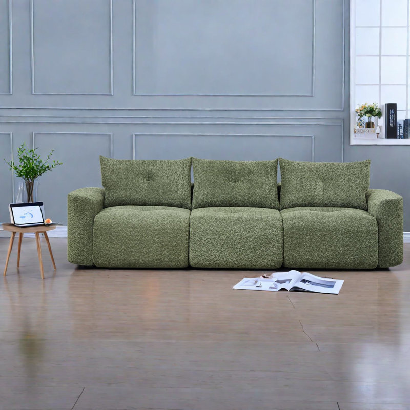 Grands canapés à compression, canapé moderne en chenille verte de 109 pouces pour la maison