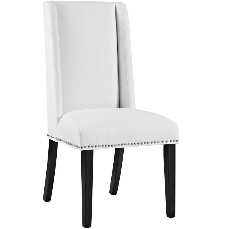White Faux Leather Upholstered Tall Back Side Chair Set