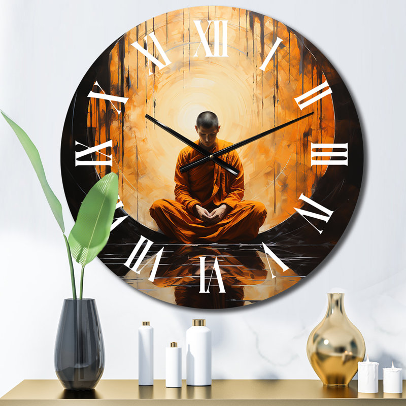 Horloge murale spirituelle Minimalisme, bouddhisme orange II, Petit