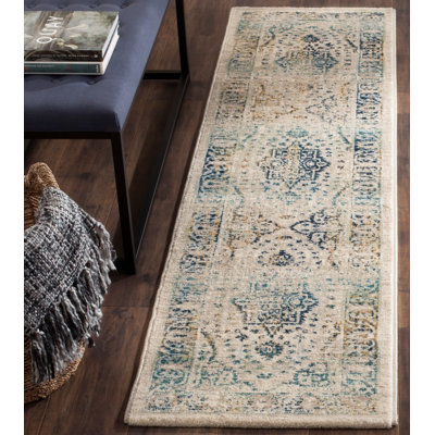 Annette Oriental Beige/Turquoise Area Rug