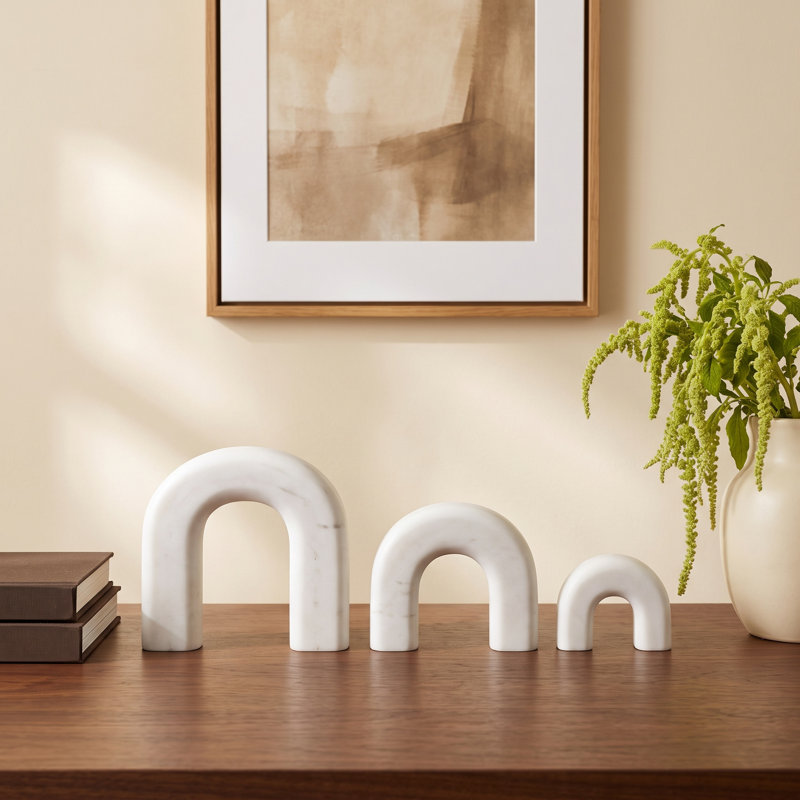 Marienne And Grey Marble Arched Abstract Sculpture With Various Sizes