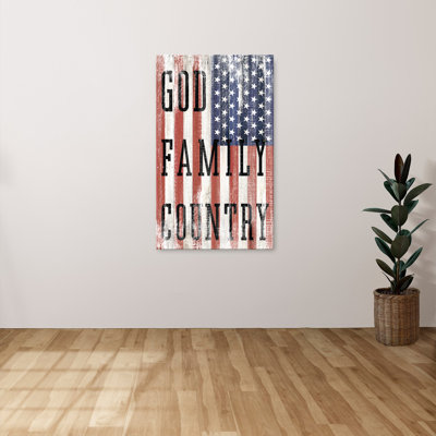 "God Family Country Flag" by CAD Designs Print on Canvas