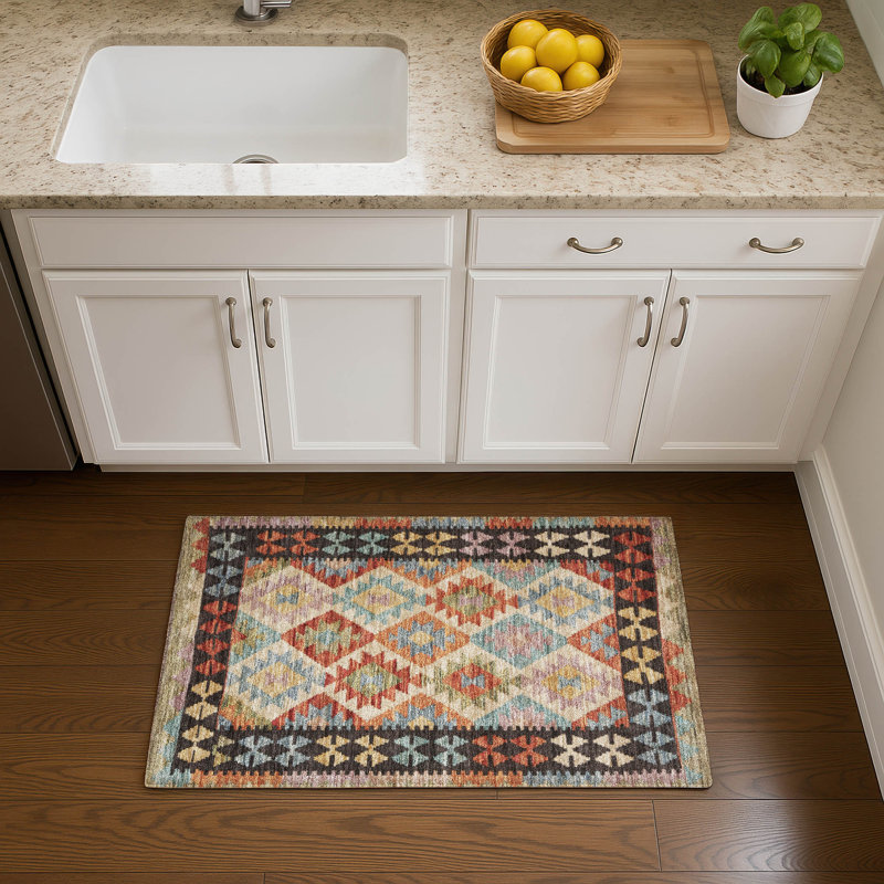 Premium Machine Washable Tara AMF1915 Tribal Rug, Rectangle 1'8" x 2'6"