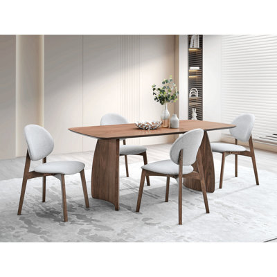 Hadasa Walnut & Light Gray Finish 5Pcs Dining Room Set