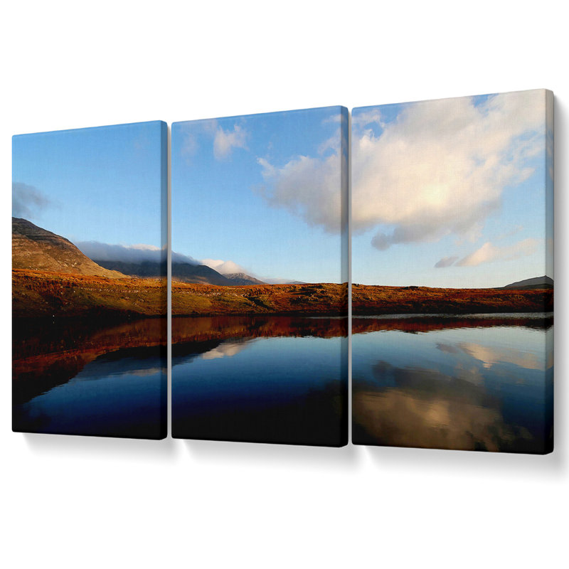 The Contours Of The Mountain Lake - 3 Piece Wrapped Canvas Print, 81.3cm H x 163cm W