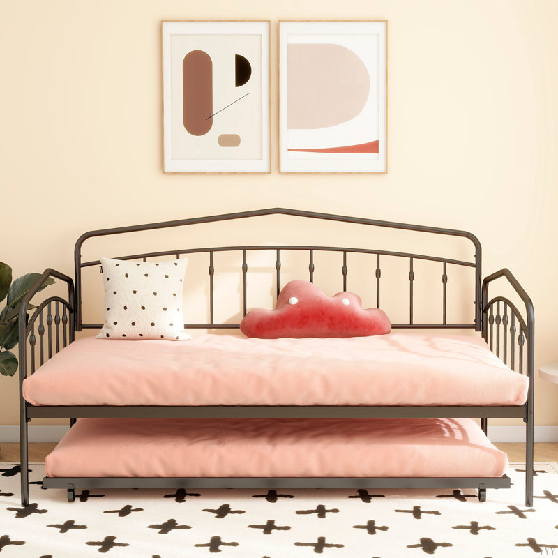 Lit de jour simple avec lit gigogne Fox, Noir