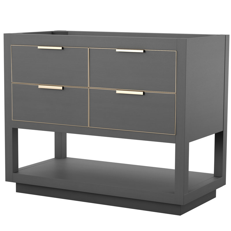 Allie 42'' W Single Bathroom Vanity Base, Twilight Gray/Matte Gold