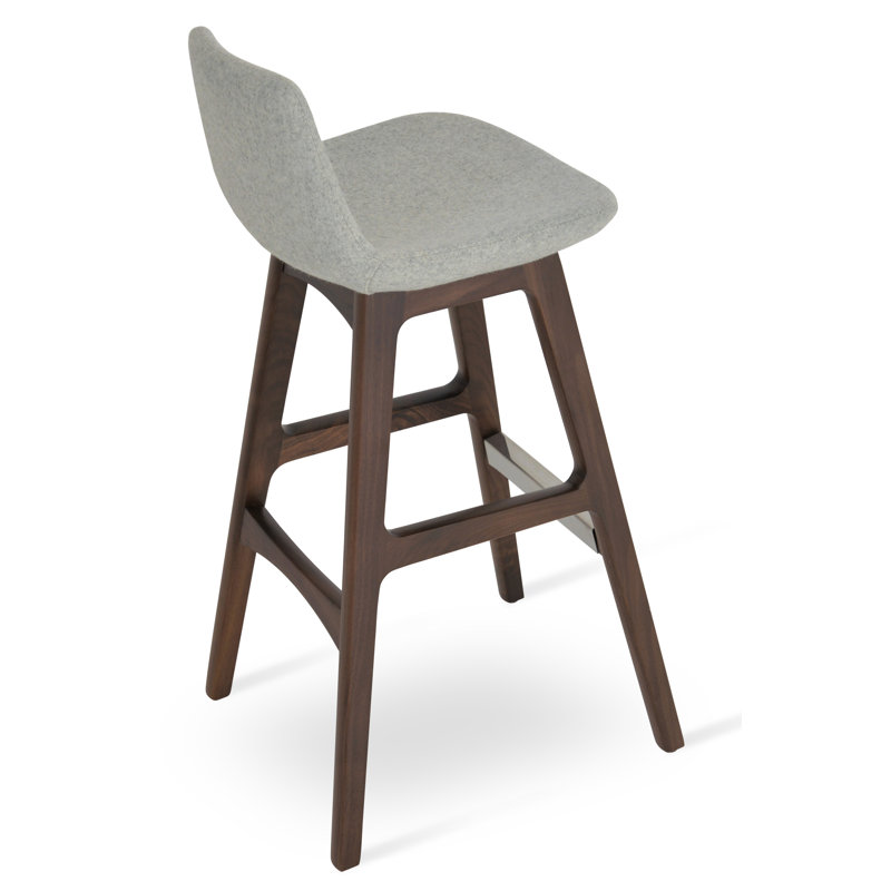 Tabouret de comptoir bar & Pera, Noyer américain, Laine argentée, Tabouret de bar (siège d'une hauteur de 29 po)