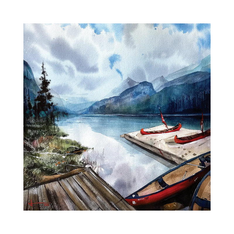 Lake Louise by Liam Kumawat - Wrapped Canvas Painting, 30.48 cm H x 30.48 cm W