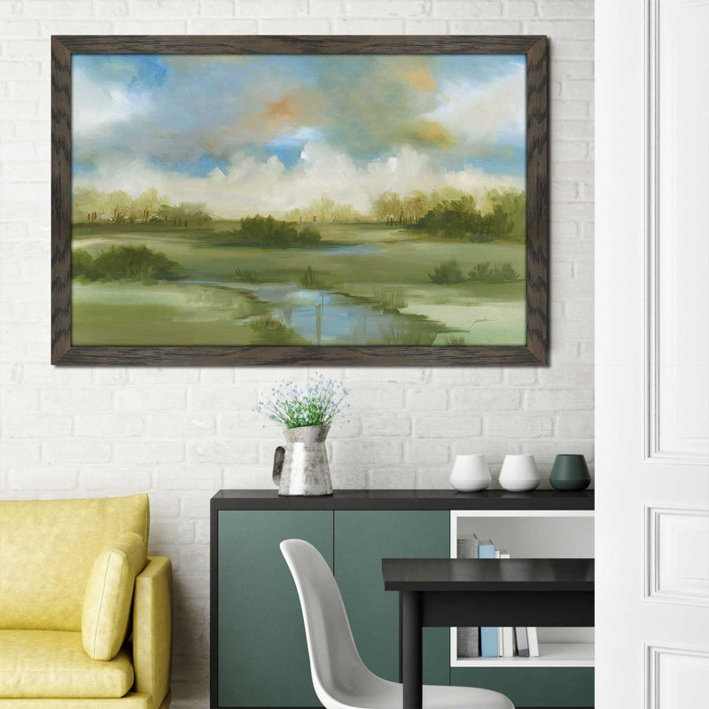 Rolling Hills I - peinture sur toile à cadre flottant, Cadre chocolat patiné, H 21,5 po x l 27,5 po x P 0,75 po