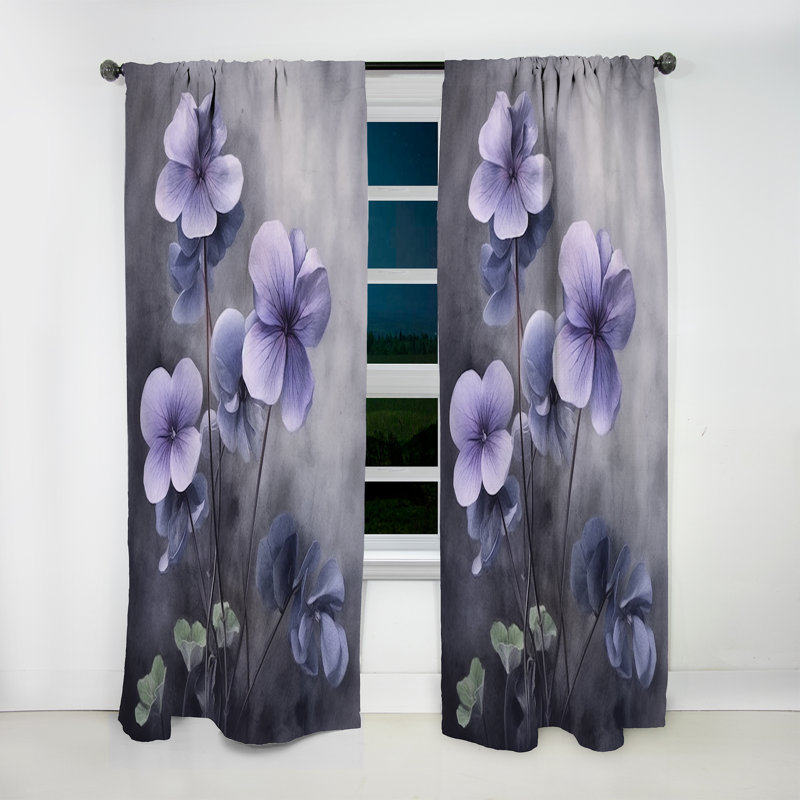 Rideau mauve à motif floral violet et violets Dream I - 1 panneau, L 52 po x L 95 po
