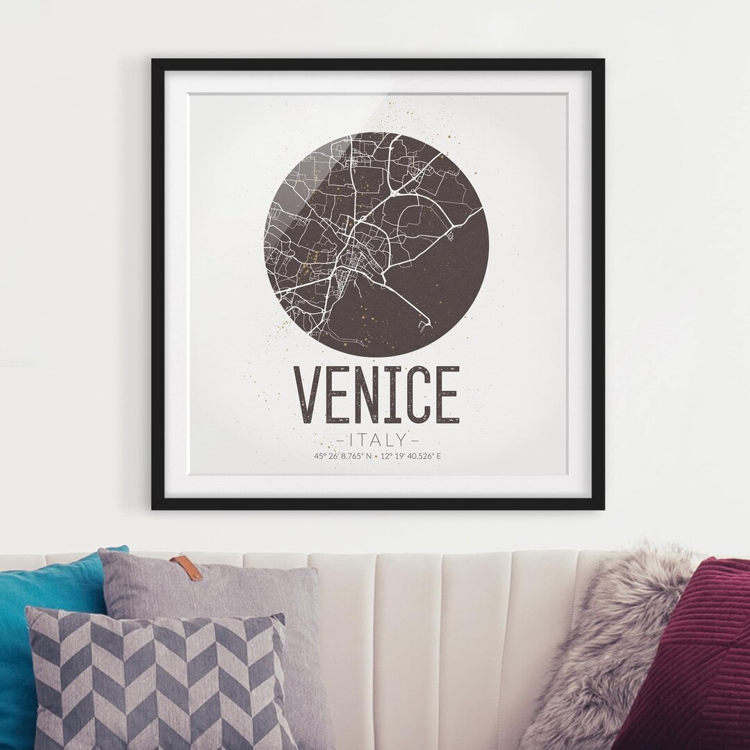 Gerahmtes Poster Venice Street Map