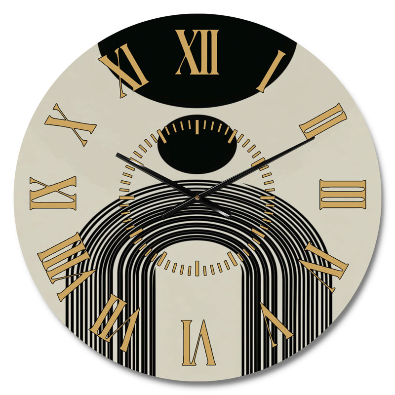 Horloge murale ronde moderne en métal Vintage Black Vortex I, Petit