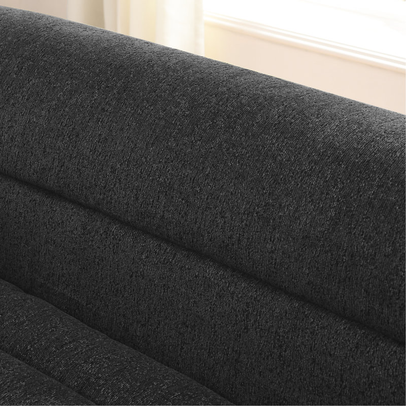 Canapé modulaire de 106 po en L avec méridienne, chenille, 3 sièges, sans installation, accoudoir ondulé en forme de vague - siège mi-moelleux, coussins, solution d'espace