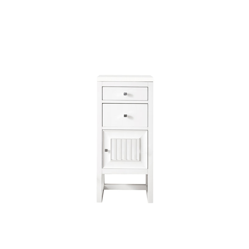 Athens 15" W Freestanding Bathroom Cabinet, Left Handed, Glossy White/White Zeus