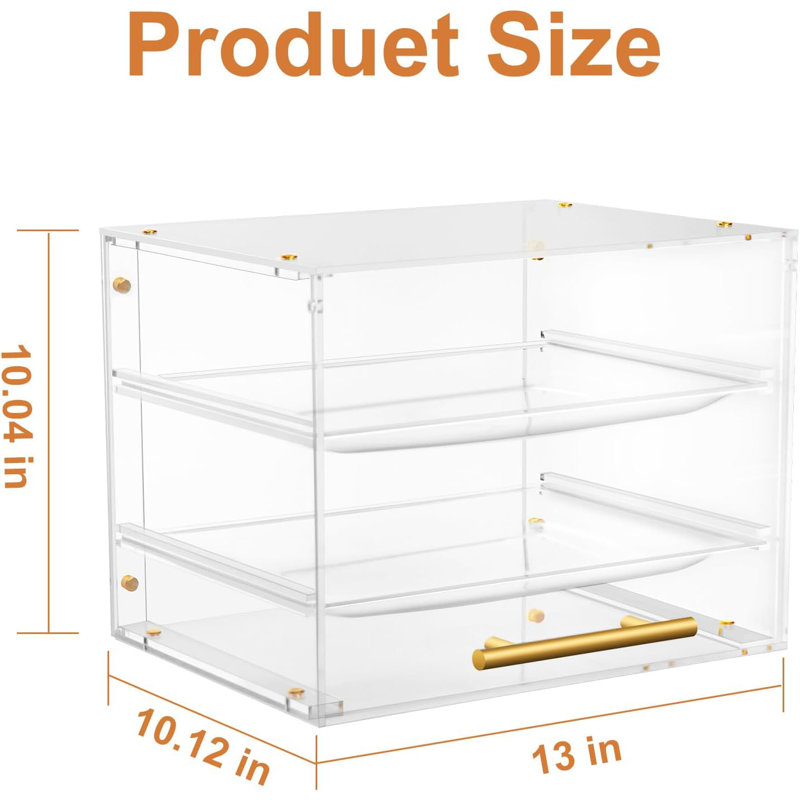Pastry Display Case, Cookie Display Case 2 Tray Commercial Countertop Bakery Display Case With Front Doors, Acrylic Pastry Case For Exquisite Dessert Display, Cookie Display
