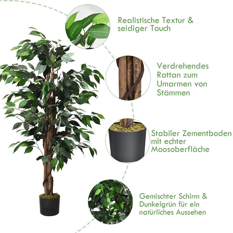 120 cm H Faux Fiddle Leaf Fig Tree Plant in Plastic Pot