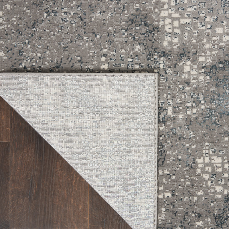 Uptown Abstract Area Rug in Gray/Ivory/Blue, Runner 2'2" x 7'6"